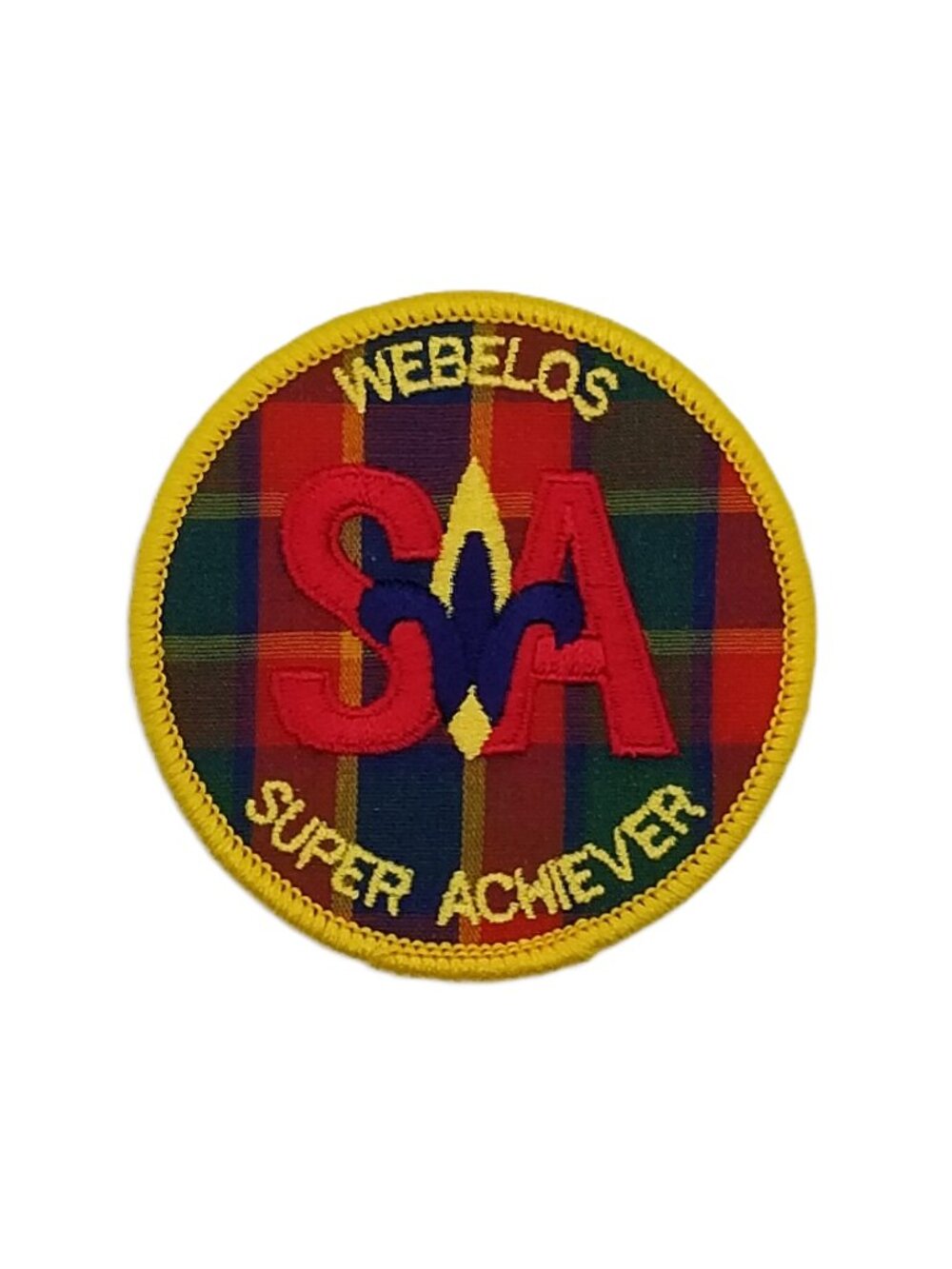 Vintage Webelos Super Achiever Patch BSA Cub Scout Plaid NOS